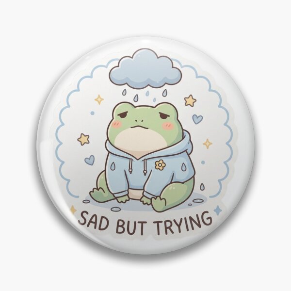 Item preview, Sad But Trying Frog – Cute Mental Health Frog Sticker designed and sold by Elviqus Shop.