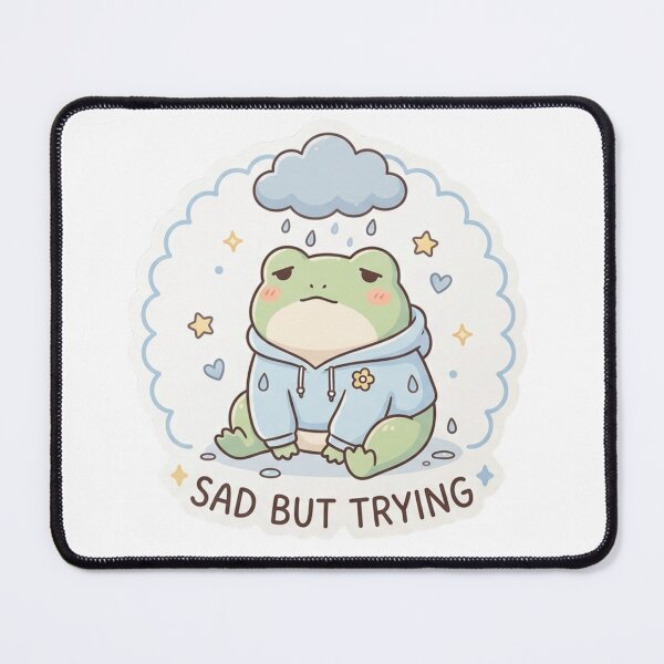 Item preview, Sad But Trying Frog – Cute Mental Health Frog Sticker designed and sold by Elviqus Shop.