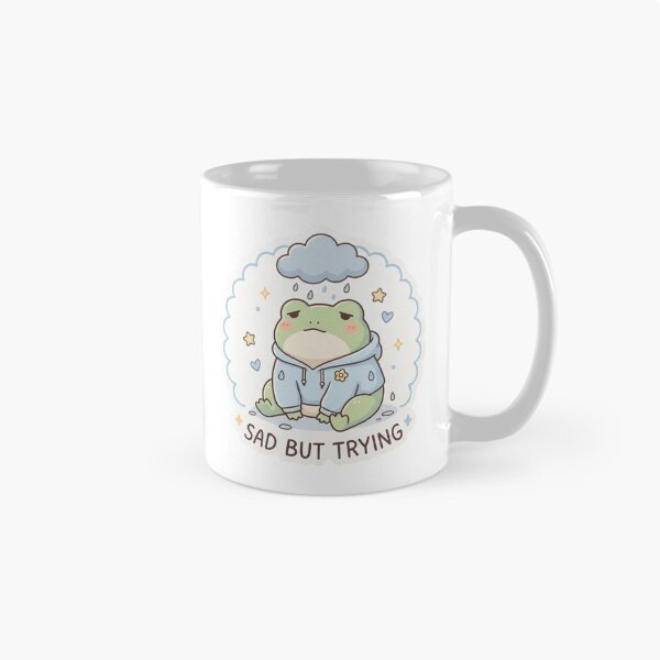 Item preview, Sad But Trying Frog – Cute Mental Health Frog Sticker designed and sold by Elviqus Shop.