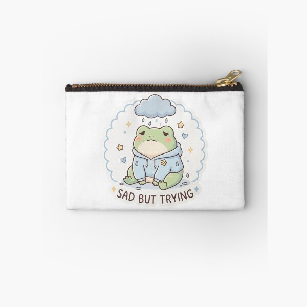 Item preview, Sad But Trying Frog – Cute Mental Health Frog Sticker designed and sold by Elviqus Shop.