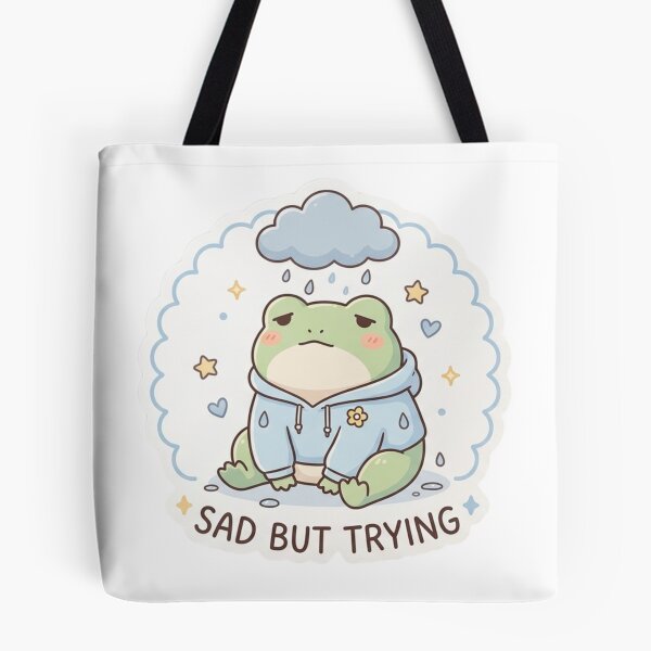 Item preview, Sad But Trying Frog – Cute Mental Health Frog Sticker designed and sold by Elviqus Shop.
