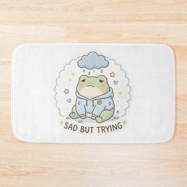 Item preview, Sad But Trying Frog – Cute Mental Health Frog Sticker designed and sold by Elviqus Shop.
