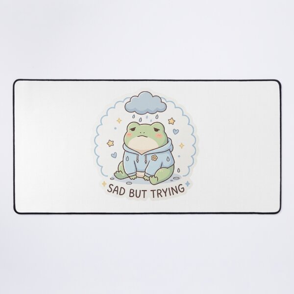Item preview, Sad But Trying Frog – Cute Mental Health Frog Sticker designed and sold by Elviqus Shop.