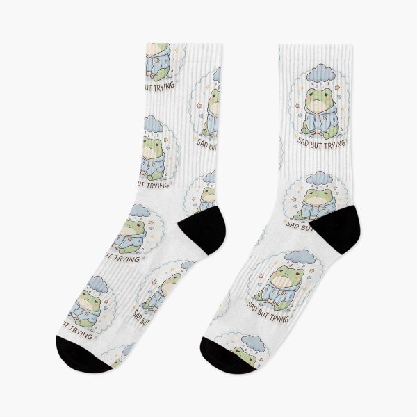 Item preview, Sad But Trying Frog – Cute Mental Health Frog Sticker designed and sold by Elviqus Shop.