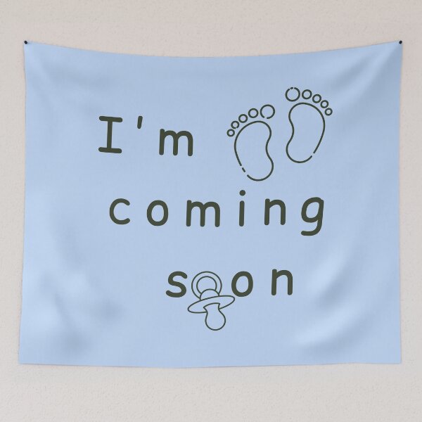 Item preview, I'm Coming Soon - Minimalist Pregnancy Announcement - Blue designed and sold by Très Joli Brothers.