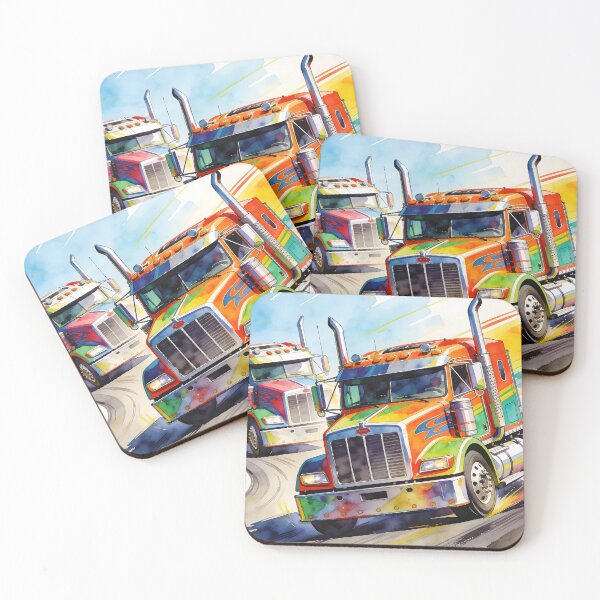 Item preview, Vibrant Watercolor Racing Semi-Trucks designed and sold by Paulocdias.