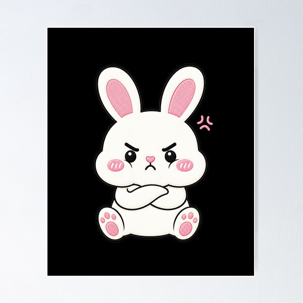Item preview, Angry Bunny Kawaii Cute Funny Annoyed Rabbit Cartoon Sticker designed and sold by ColorSplash123.