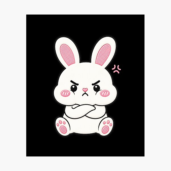 Item preview, Angry Bunny Kawaii Cute Funny Annoyed Rabbit Cartoon Sticker designed and sold by ColorSplash123.