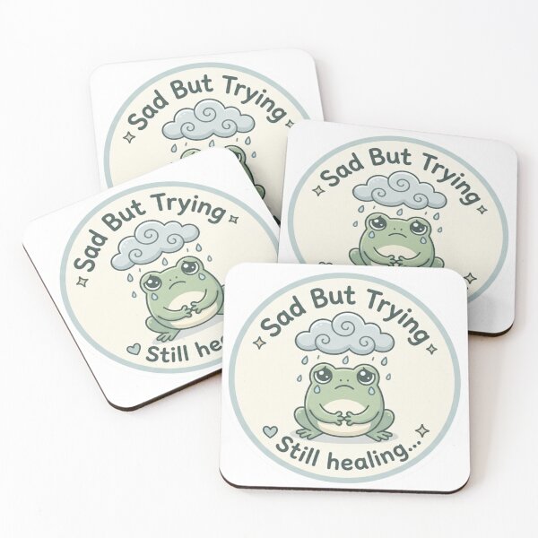 Item preview, Sad But Trying Still Healing Sad Cute Frog Mental Health Sticker designed and sold by Elviqus Shop.