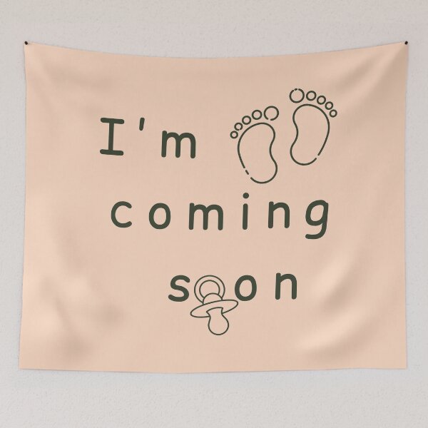 Item preview, I'm Coming Soon - Minimalist Pregnancy Announcement - Peach designed and sold by Très Joli Brothers.
