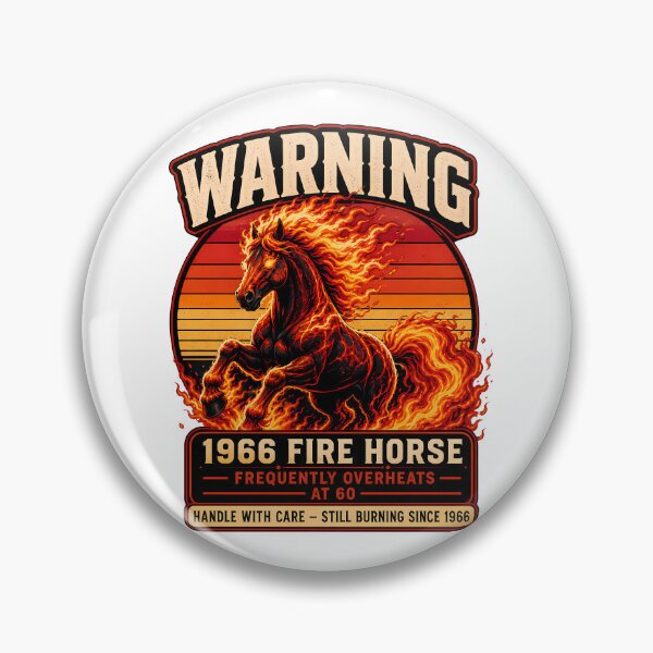 Item preview, Vintage 1966 Fire Horse 60th Birthday Warning Label Retro Gift designed and sold by avinigav.
