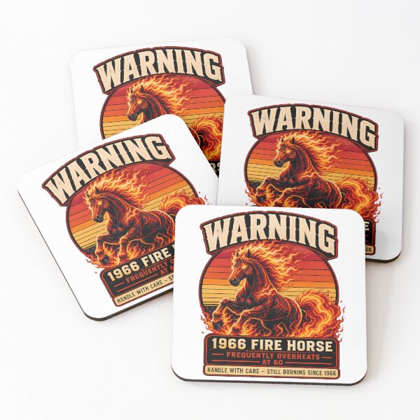 Item preview, Vintage 1966 Fire Horse 60th Birthday Warning Label Retro Gift designed and sold by avinigav.