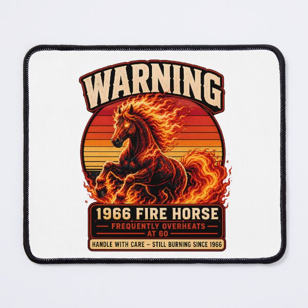 Item preview, Vintage 1966 Fire Horse 60th Birthday Warning Label Retro Gift designed and sold by avinigav.