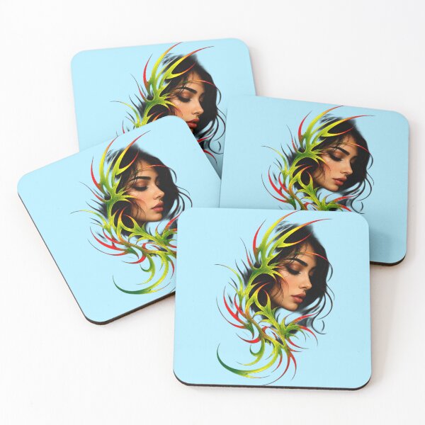 Item preview, Neon Tribal Woman Portrait – Aesthetic Female Face Art | Cyberpunk Beauty Design designed and sold by Bhaskar Digital Art.