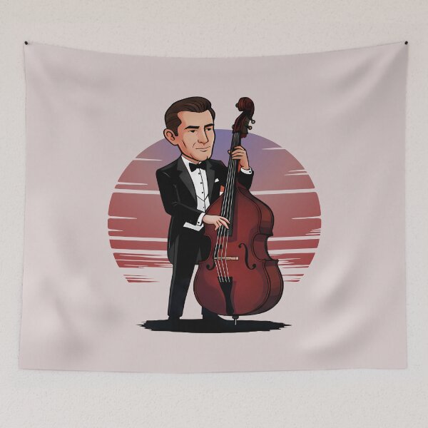 Item preview, A Man with a Double Bass  - World Music Day designed and sold by Art-Arcade6.