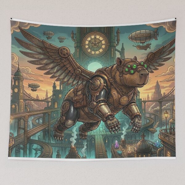 Item preview, Flying Steampunk Capybara with Mechanical Wings designed and sold by Vyxorea.