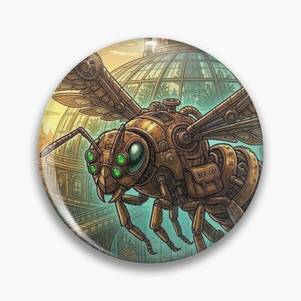 Item preview, Steampunk Bee over Botanical Glass Dome City designed and sold by Vyxorea.