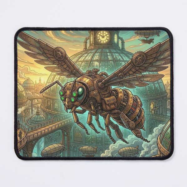 Item preview, Steampunk Bee over Botanical Glass Dome City designed and sold by Vyxorea.