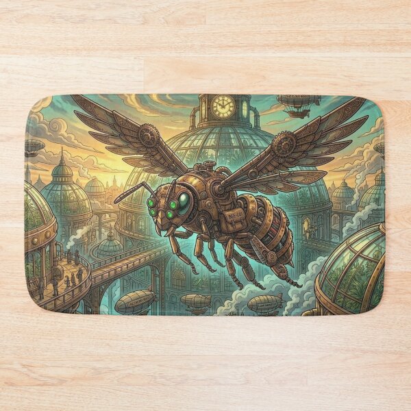 Item preview, Steampunk Bee over Botanical Glass Dome City designed and sold by Vyxorea.