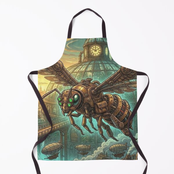 Item preview, Steampunk Bee over Botanical Glass Dome City designed and sold by Vyxorea.