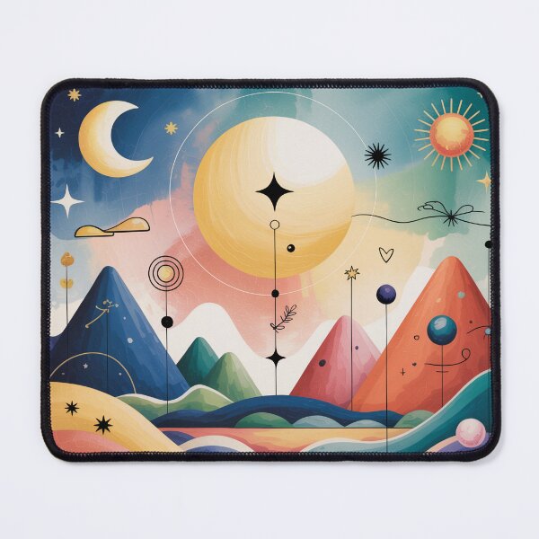 Item preview, Paul Klee Inspired Cosmic Landscape Abstract Moon & Stars Art designed and sold by Tamas Das.