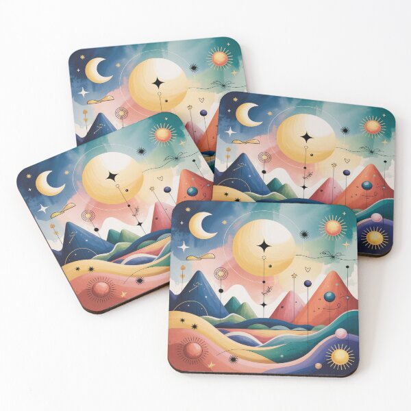 Item preview, Paul Klee Inspired Cosmic Landscape Abstract Moon & Stars Art designed and sold by Tamas Das.