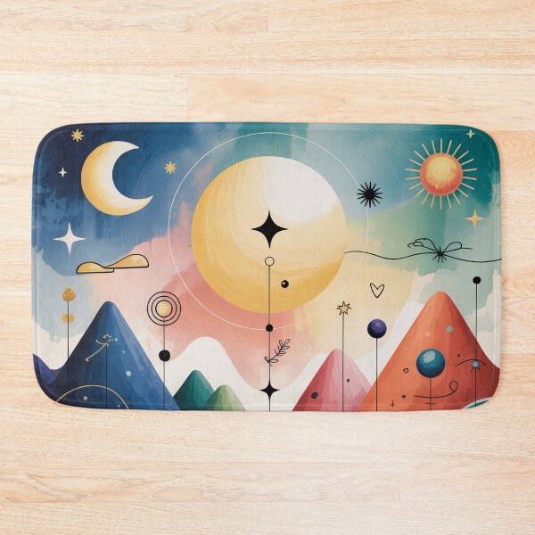 Item preview, Paul Klee Inspired Cosmic Landscape Abstract Moon & Stars Art designed and sold by Tamas Das.