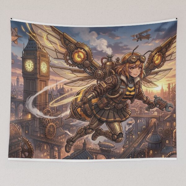 Item preview, Steampunk Anime Bee Girl over London designed and sold by Vyxorea.