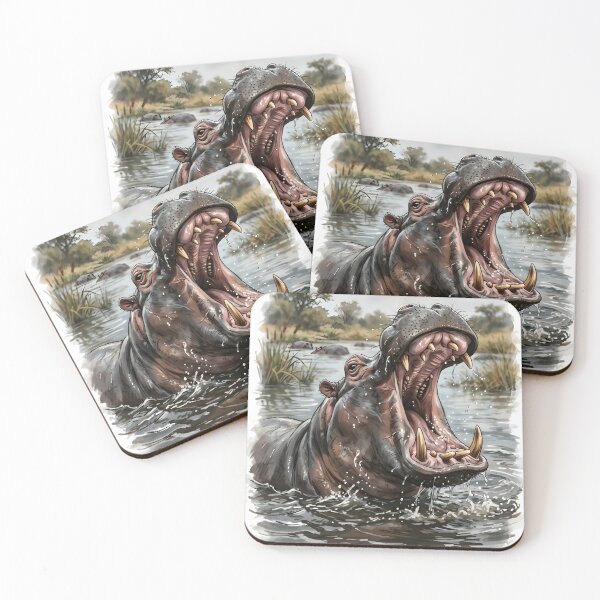 Item preview, African Hippopotamus Animal - African Wildlife Illustration designed and sold by RubisLeaf.