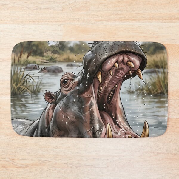 Item preview, African Hippopotamus Animal - African Wildlife Illustration designed and sold by RubisLeaf.