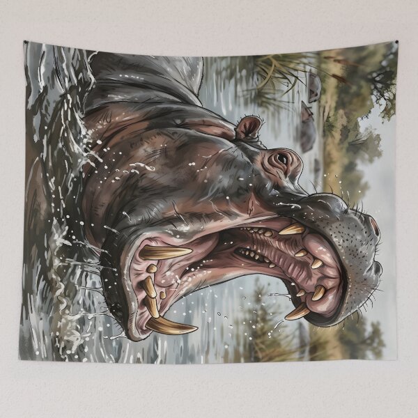 Item preview, African Hippopotamus Animal - African Wildlife Illustration designed and sold by RubisLeaf.