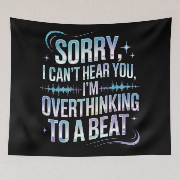 Item preview, Overthinking To A Beat | Y2K Retro-Futuristic Chrome Aesthetic designed and sold by Design_Your_Day.