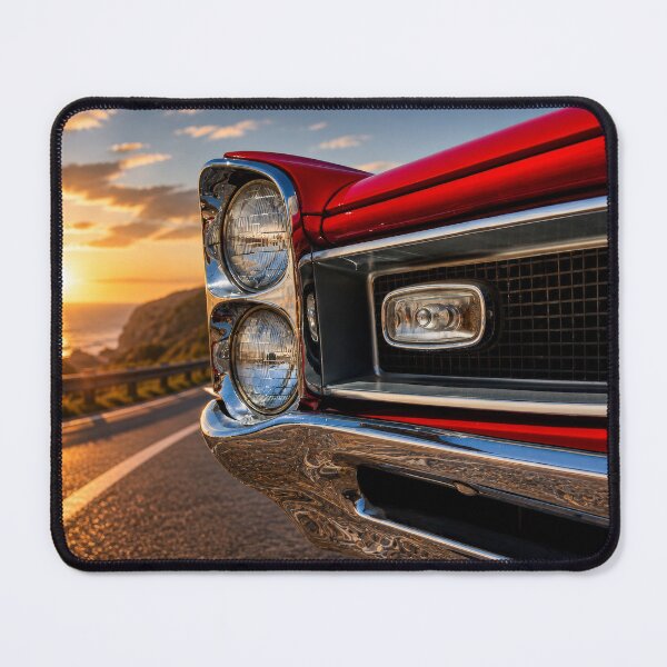 Item preview, Classic Muscle Car Detail at Sunset – Coastal Road Chrome Reflection (Cinematic Automotive Art) designed and sold by William A McCarthy.