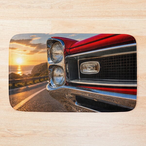 Item preview, Classic Muscle Car Detail at Sunset – Coastal Road Chrome Reflection (Cinematic Automotive Art) designed and sold by William A McCarthy.