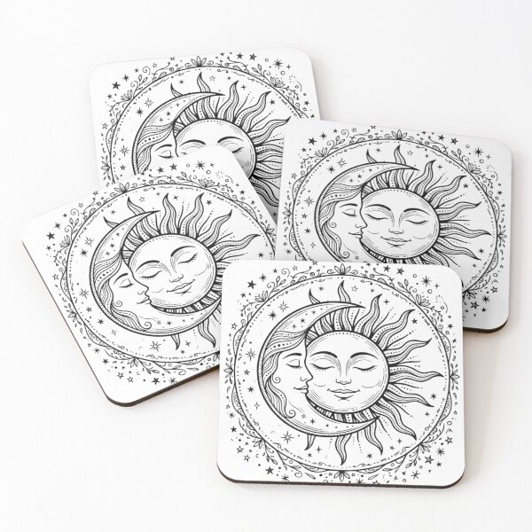 Item preview, Celestial Harmony | Boho Sun and Moon Hand Drawn Line Art designed and sold by OVERRIDESTUDIOS.