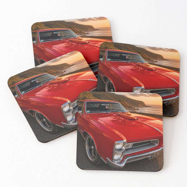 Item preview, Red Pontiac GTO at Sunset – Classic Muscle Car Coastal Drive (Cinematic Automotive Art) designed and sold by William A McCarthy.