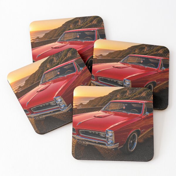 Item preview, Pontiac GTO Coastal Sunset – Red Muscle Car Golden Hour Drive (Cinematic Automotive Art) designed and sold by William A McCarthy.