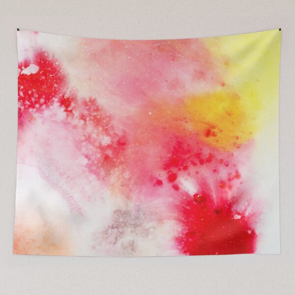 Item preview, Pink, yellow and white watercolor bubbles and flows bright colorful pattern designed and sold by TanalyFlowers.