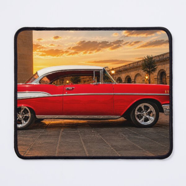 Item preview, 1957 Chevrolet Bel Air Side Profile – Red Classic Car at Golden Hour (Vintage Automotive Art) designed and sold by William A McCarthy.