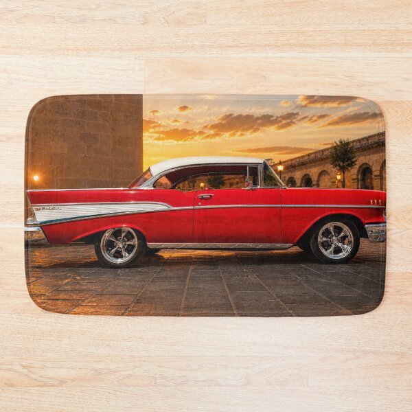 Item preview, 1957 Chevrolet Bel Air Side Profile – Red Classic Car at Golden Hour (Vintage Automotive Art) designed and sold by William A McCarthy.