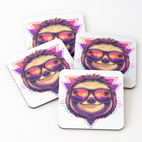 Item preview, Neon Sunset Sloth – Retro Synthwave 80s Style designed and sold by TelaMental.