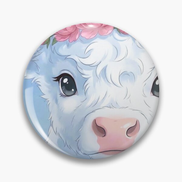 Item preview, Cute Highland Cow with Flower Crown | Fluffy White Cow Art designed and sold by MagicMood Creations.