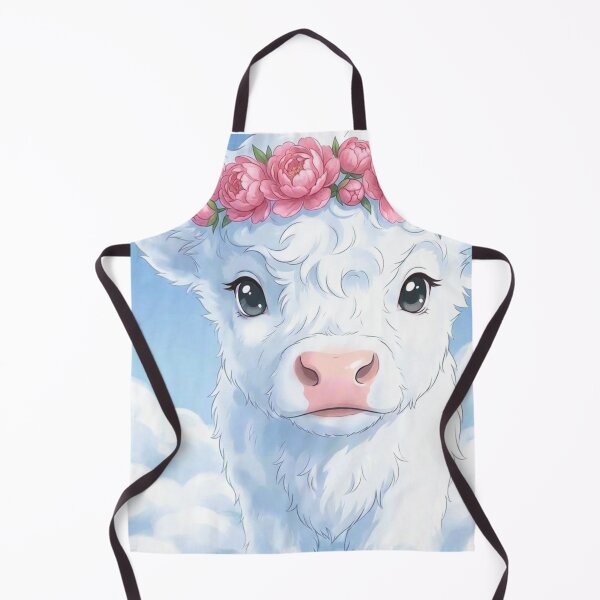 Item preview, Cute Highland Cow with Flower Crown | Fluffy White Cow Art designed and sold by MagicMood Creations.
