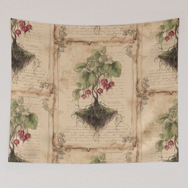 Aperçu de l'œuvre La vigne en forme de cœur suspendu - Botanique vintage créée et vendue par bapupa.