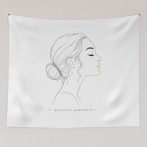 Item preview, Quietly Powerful: Elegant Gold Line Art Woman Profile designed and sold by MalisoStickers.