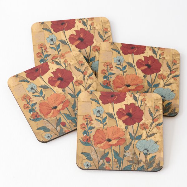 Item preview, Poppies on the Golden Wall - Wildflowers designed and sold by bapupa.