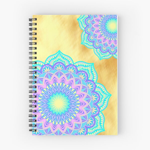 Item preview, Blue purple pink yellow filled mandala on light gold designed and sold by CreaTwinkles.