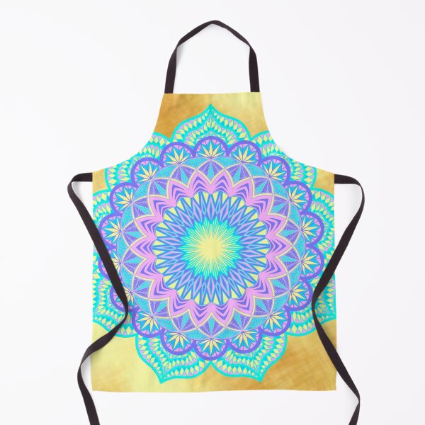 Item preview, Blue purple pink yellow filled mandala on light gold designed and sold by CreaTwinkles.