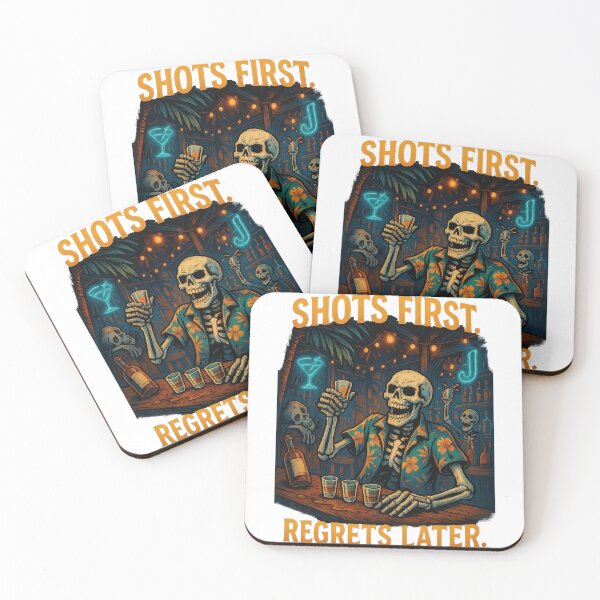 Item preview, Skeleton Bar Scene “Shots First Regrets Later” designed and sold by VibeThread Studio.