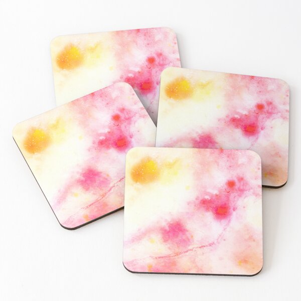 Item preview, Pink, yellow and white watercolor bubbles and flows bright colorful modern designed and sold by TanalyFlowers.